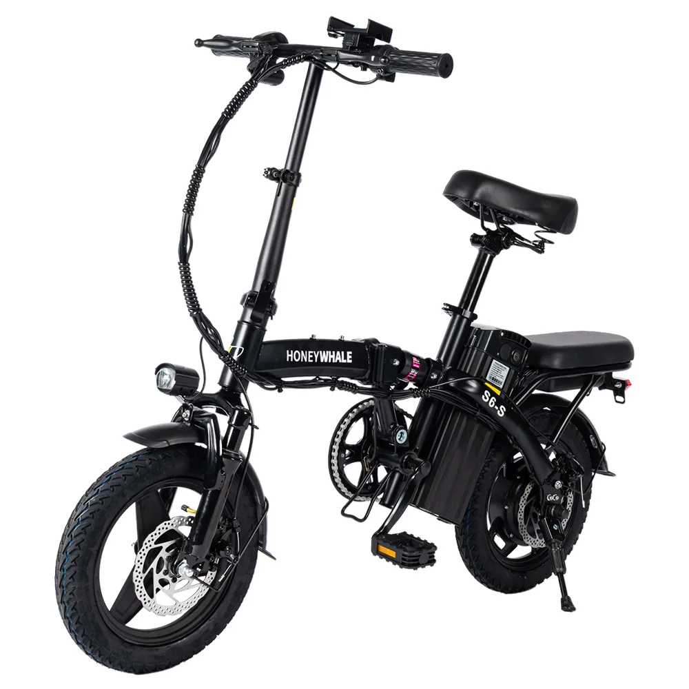 HONEY WHALE S6-S 14-Zoll-Elektrofahrrad 250W Motor 48V 10,4 Ah Batterie 25 km/h Vordere und mittlere Federung Dämpfung Doppels c
