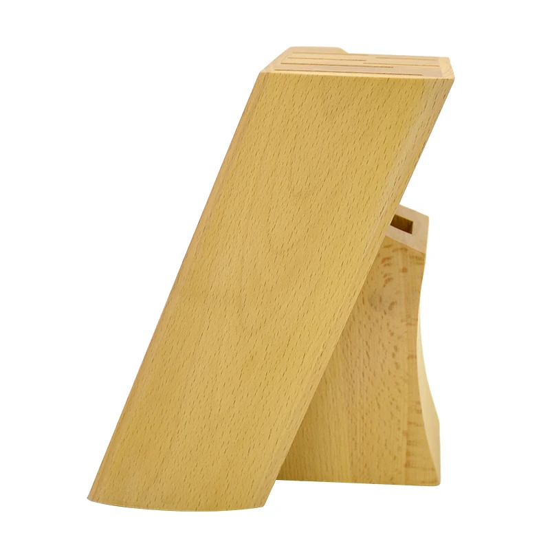 Countertop Butcher Block Knife Holder And Organizer With Wide Slots For