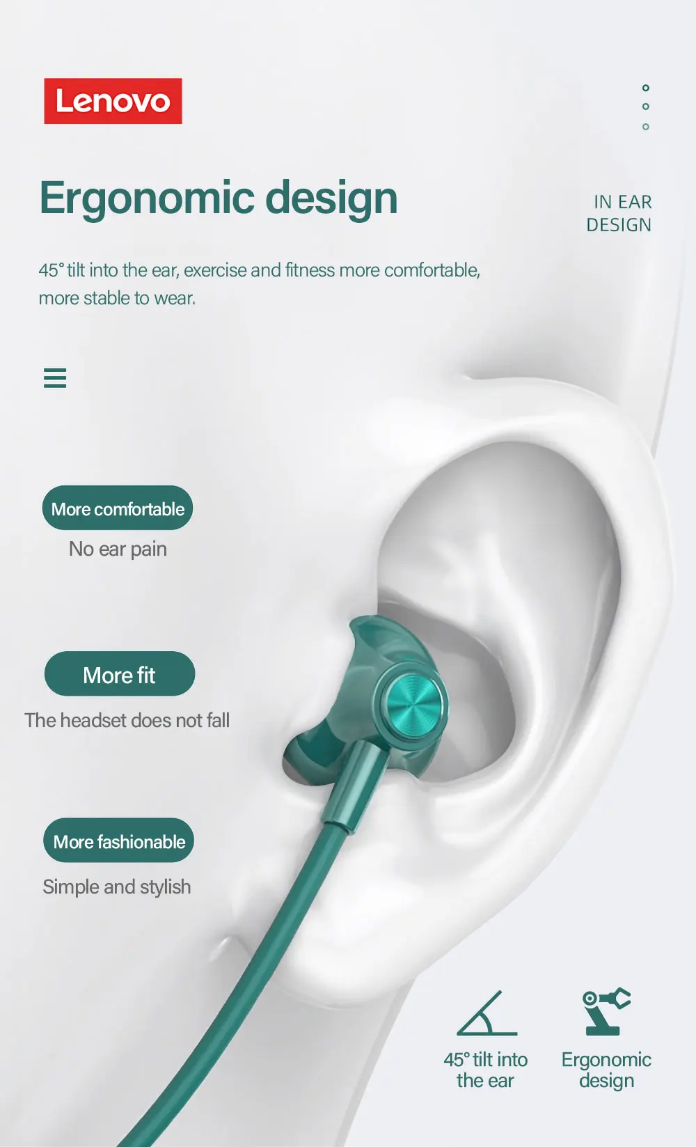 Lenovo/ Lenovo SH1 hanging neck type wireless Bluetooth headphones music sports running universal wireless headphones