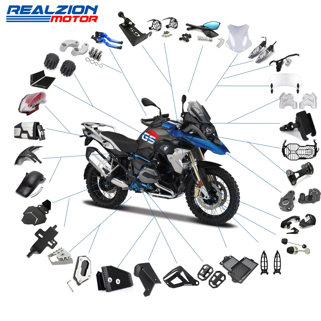 Wholesale Realzion Motorcycle CNC Exquisite Processing Parts For BMW S1000R S1000RR GS310 R1200GS R1250 From