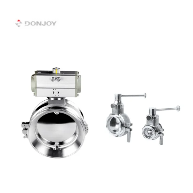 
 DONJOY pneumatic butterfly valve for powder stainless steel butterfly valve sanitary butterfly valve  