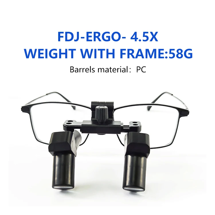 Burite 4.5倍エルゴデフレクション歯科用ルーペ 黒フレーム 50-80mm視野