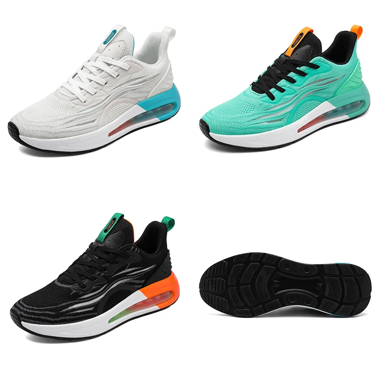 Factory Direct Supply Lightweight Breathable Flying Woven Cushion Casual  Running Shoes Fashion Lace up Anti-skid Sport Shoes