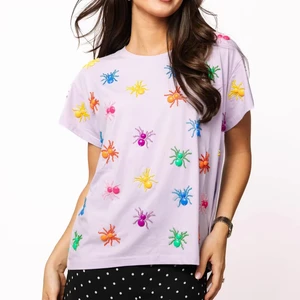 LYG Wholesale Custom New Design Tee Shirts Spider Rhinestone Pattern Print Party T-shirt Crewneck Cotton Fashion Tshirt