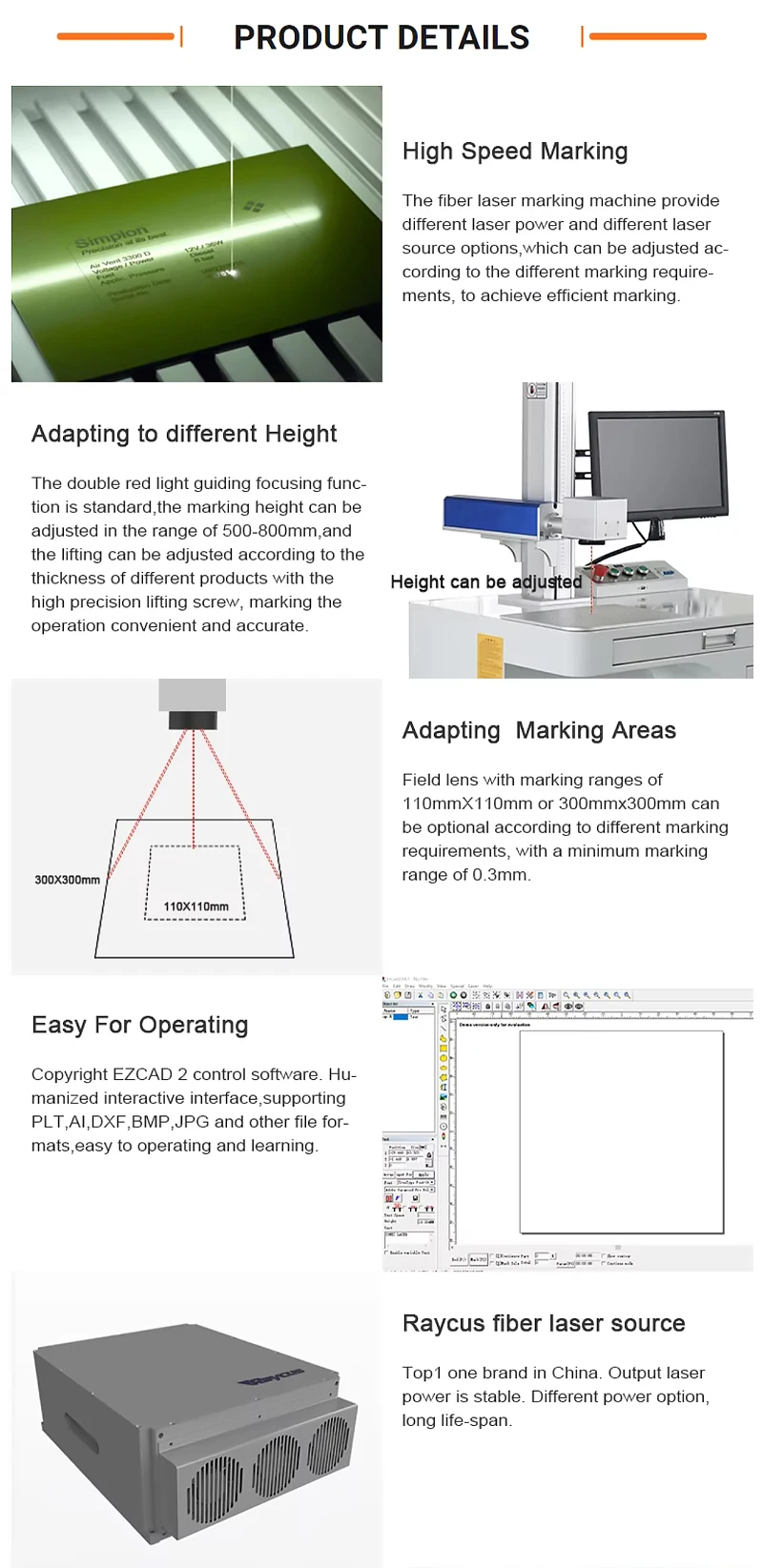 High Precision Desktop Fiber Laser Marking Engraving Machine Stainless Steel Business Card Etching for Metal Supports AI BMP PLT