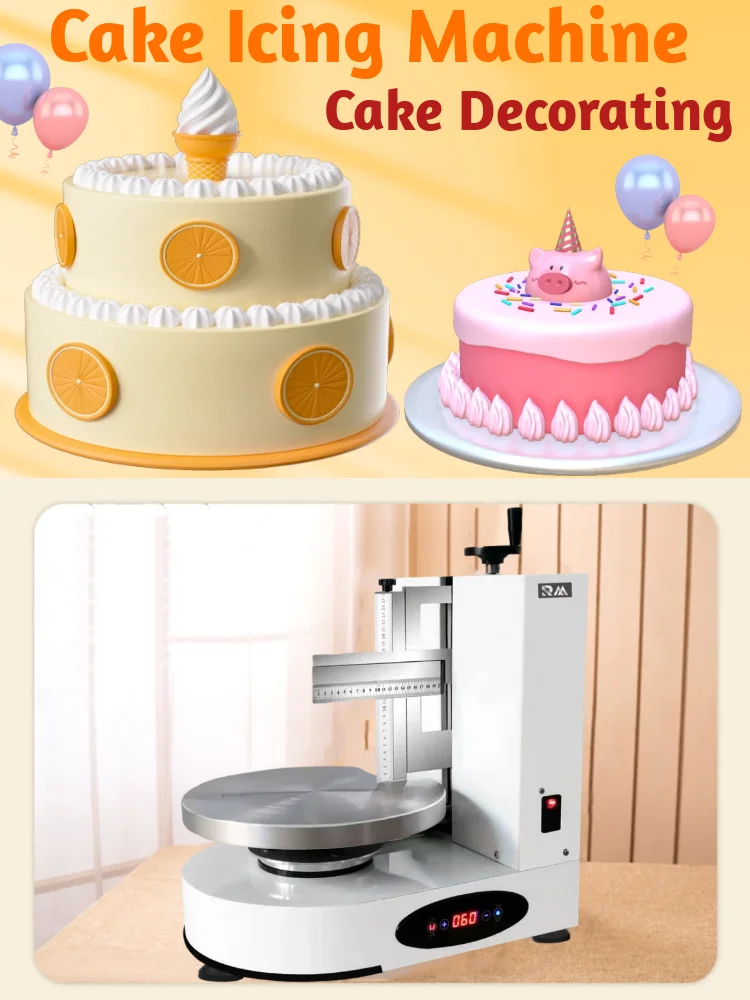 Automatic birthday round cake icing decorating cream spread plaster smoothing coating smoother cnc frosting fill making machines