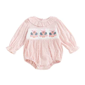 Custom Baby Clothes Shirred Smocked Baby Clothing Girls' Cute Princess Baby Rompers