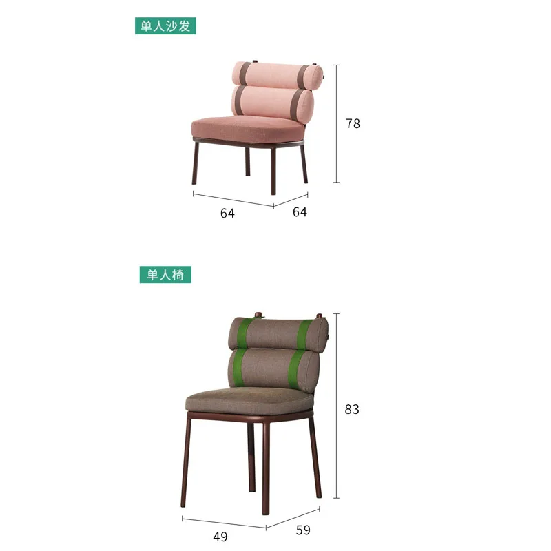 New patio sofa garden outdoor furniture metal frame soft balcony single sofa