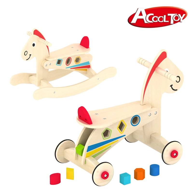 Manufacturer Directly Provides Wooden Toys for Trojan Horse Children's Baby Wooden Rocking Cart in One Rich Toys Rocking Horse