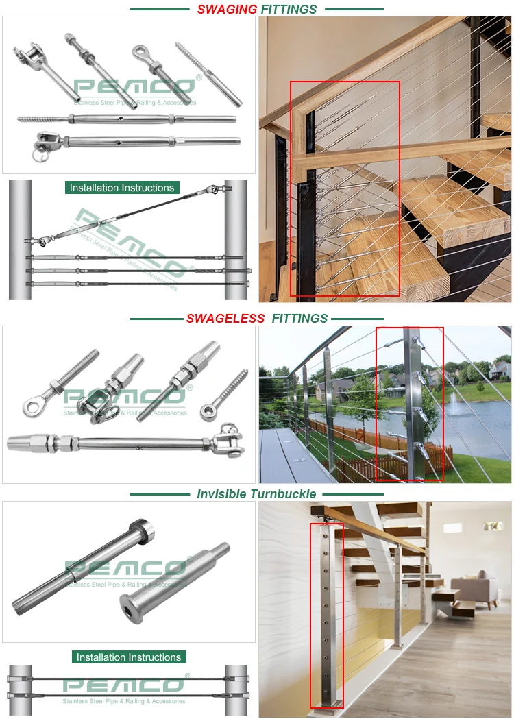 Exterior Black Deck Wire Rope Balustrade Cost Adjustable Balcony