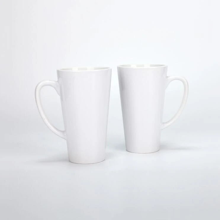 17oz Cone Shaped White Latte Ceramic Sublimation Blanks Enamel Coffee Mugs  Supplier Wholesale
