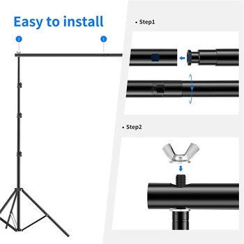 Neewer Background Stand Support System 2.6M X 3M/8.5ft X 10ft Kit with Carrying Case for Muslins Backdrops,Paper and Canvas detail image