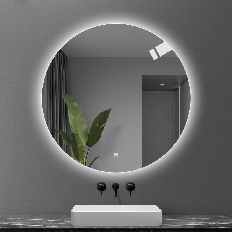 70cm Adjustable Color Temperature Bathroom Mirror With Led Hotel Home Round Smart Mirror