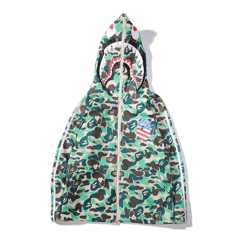 2022 Ins Hot Bape Hoodies Street Style Camouflage Shark Green And ...