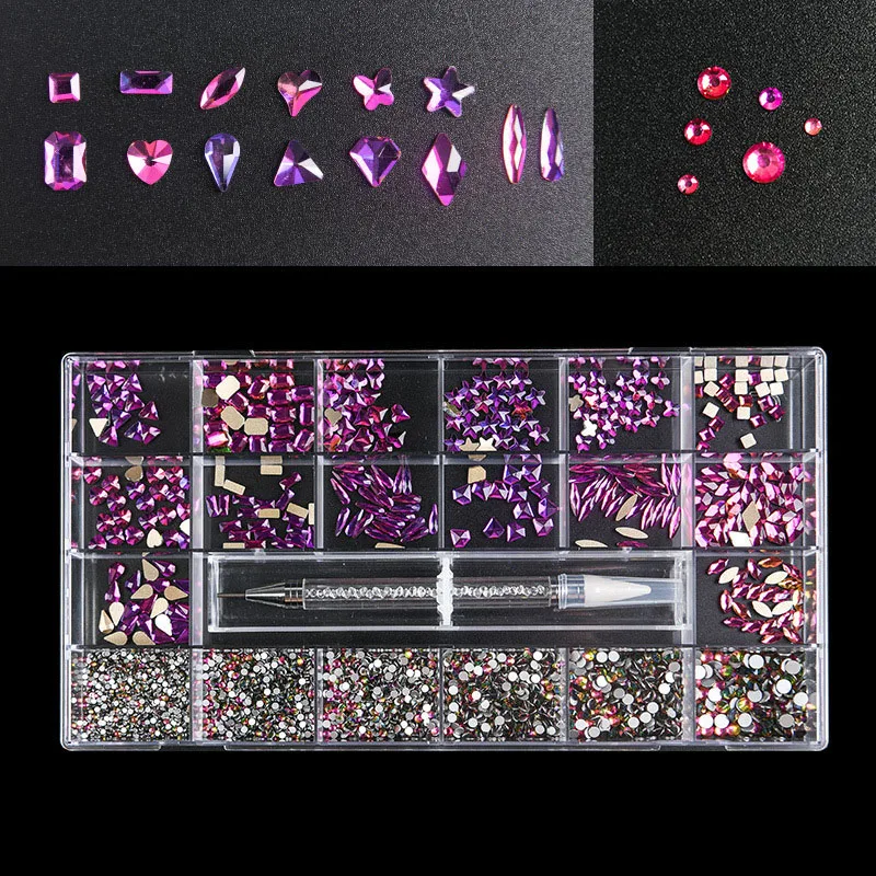 3830Pcs Crystal AB Nails Art Rhinestone Tool Set Mixed Flatback Gemstone for Nails details