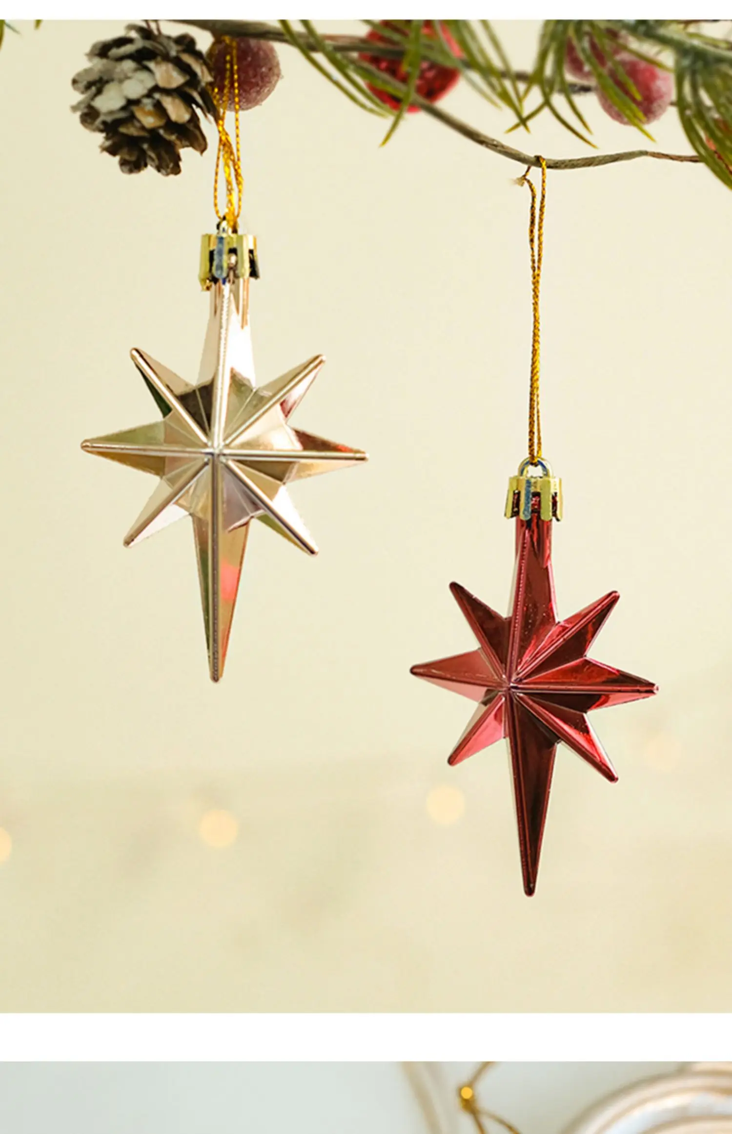 Christmas Gift Box Ornaments Octagonal Star Pine Shape Merry Christmas Tree Hanging Ornaments Decorations for Tree manufacture
