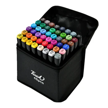 24/36/48/60/80-Color Dual Head Art Marker Pen Set Flat Brush Tip 6mm Writing Width Permanent