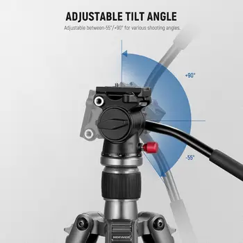 NEEWER Fluid Tripod Head with Handle & Arca Type Quick Release, Aluminum Alloy Panorama Drag Pan Tilt Head with 43mm Scaled detail image
