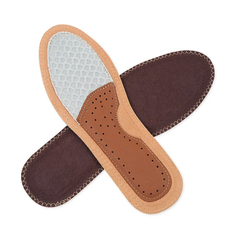 Leather Insole For Mens Full Length Cushion Pads With Odor Control