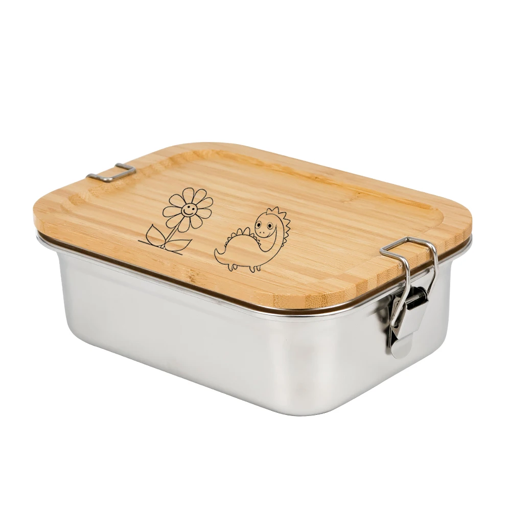Baming New Product Custom UV Printing Pattern Design Stainless Steel Bento Lunch Box with Buckle Can Microwave Heating