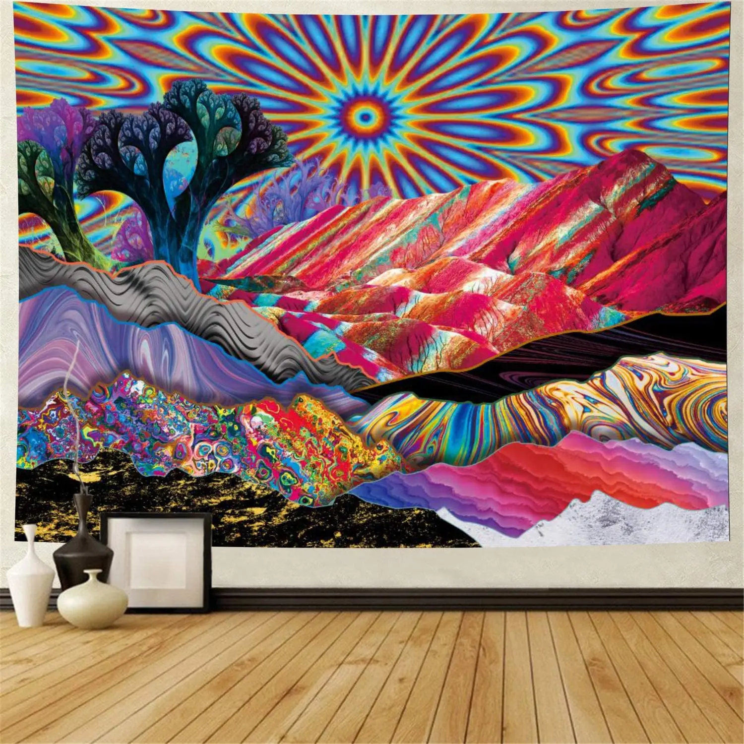 Colorful Tree Tapestry Wall Hanging Psychedelic Forest Wall Tapestry Bohemian Mandala Hippie Tapestry