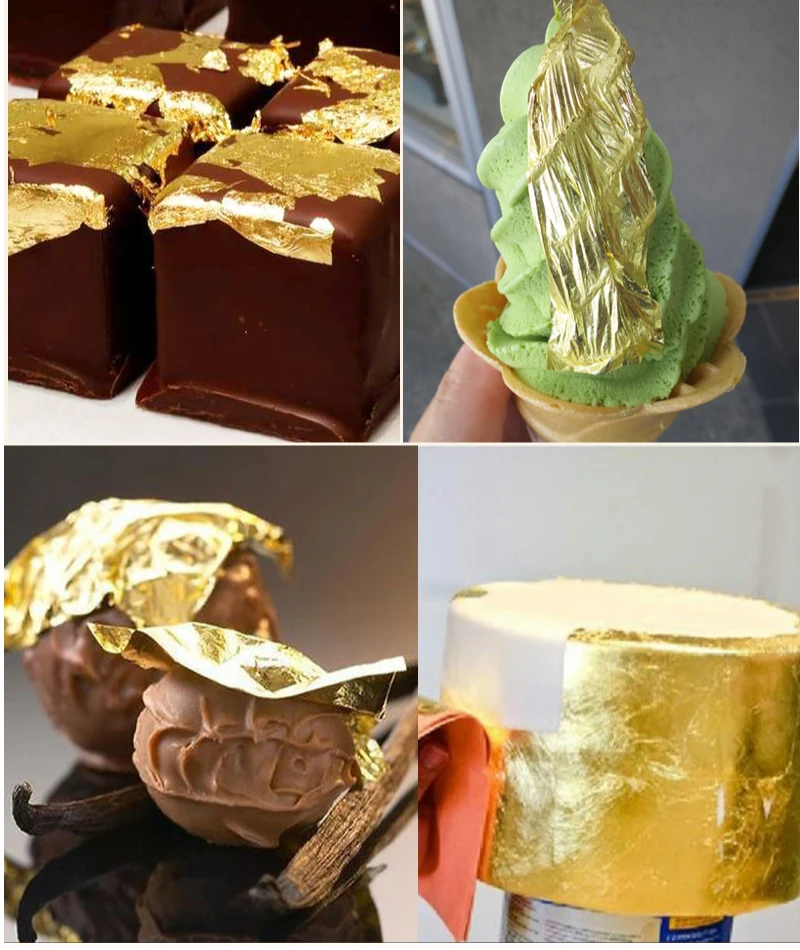 9.33 X 9.33 Cm Edible Gold Leaf Sheets 24 K For Cake Baking Ice Cream  Decorative Food Gilding Craft Genuine Gold Leaf - Buy Gilding Craft Genuine  Gold