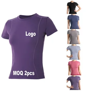 Custom Logo Thin Sports Tight Fitting Breathable Yoga Suit Short Sleeved T-shirt Slim Outdoor Running Fit Quick Dry Top Wear