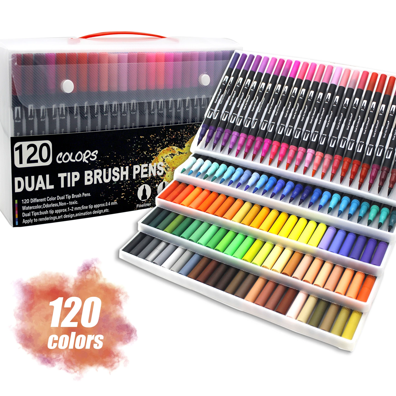 60 Color Dual Tip Brush Pens Fine Liners Marker Pens Watercolor Brush Pens  Drawing Sketch for Art Markers Round Gift Package - AliExpress