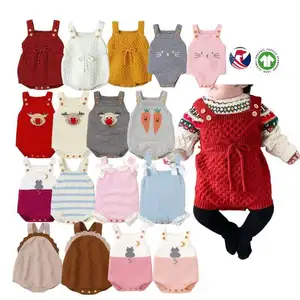 High Quality Spring Summer Cute Suspender Jumpsuit Kid Knitted Romper Baby Clothes