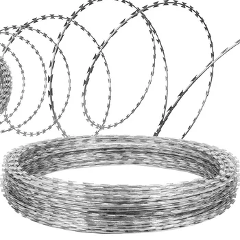 Galvanised 10-200M Coiled Steel Wire with Metal Barbs for Security Garden Fencing and Construction Protection Barbed Coils