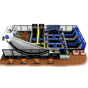 Big Kids Single Bungee Jumping Indoor Trampoline with Basketball Hoop Trampoline Parks Children or Adults Customized CE