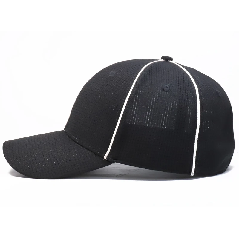 Custom Logo High Profile Plain Black Fitted Baseball Cap Referee Hat