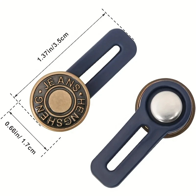 Free Sewing Buttons Adjustable Disassembly Retractable Jeans Waist Button Metal Extended Buckles Pant Waistband Expander