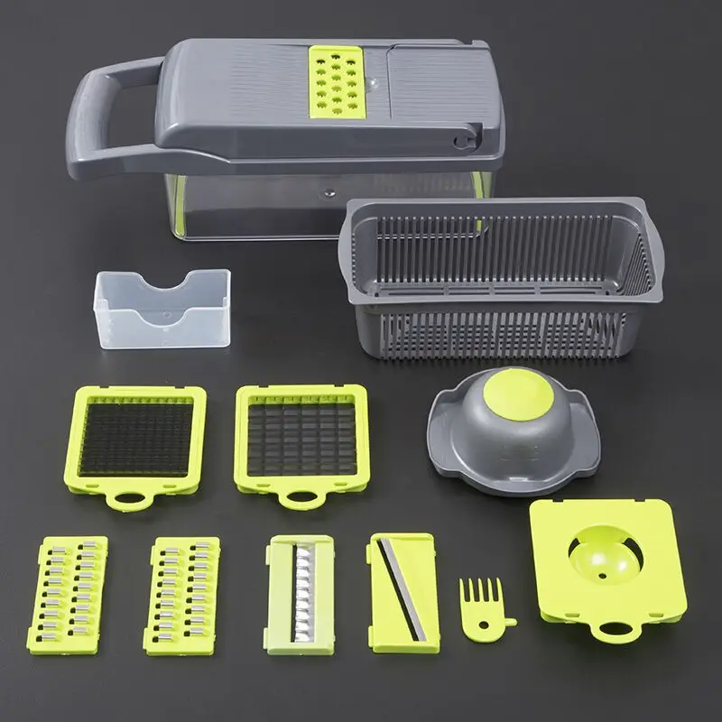 Multifunctional Cheese Grater Vegetable Cutter Slicer Dicer Onion Chopper With Container and