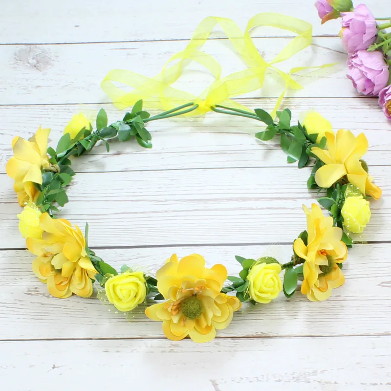 Blumen-Stirnband Hippie Style – Gänseblümchen-Kranz Aus Stoff, Dehnbar, Für Frauen (Weiß)