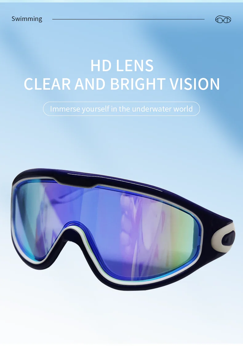 Tj108mr Large Frame Adult Antifog Swimming Glasses Hd One Piece
