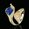 Cristal puntiagudo azul, tamaño abierto 113 # Anillo