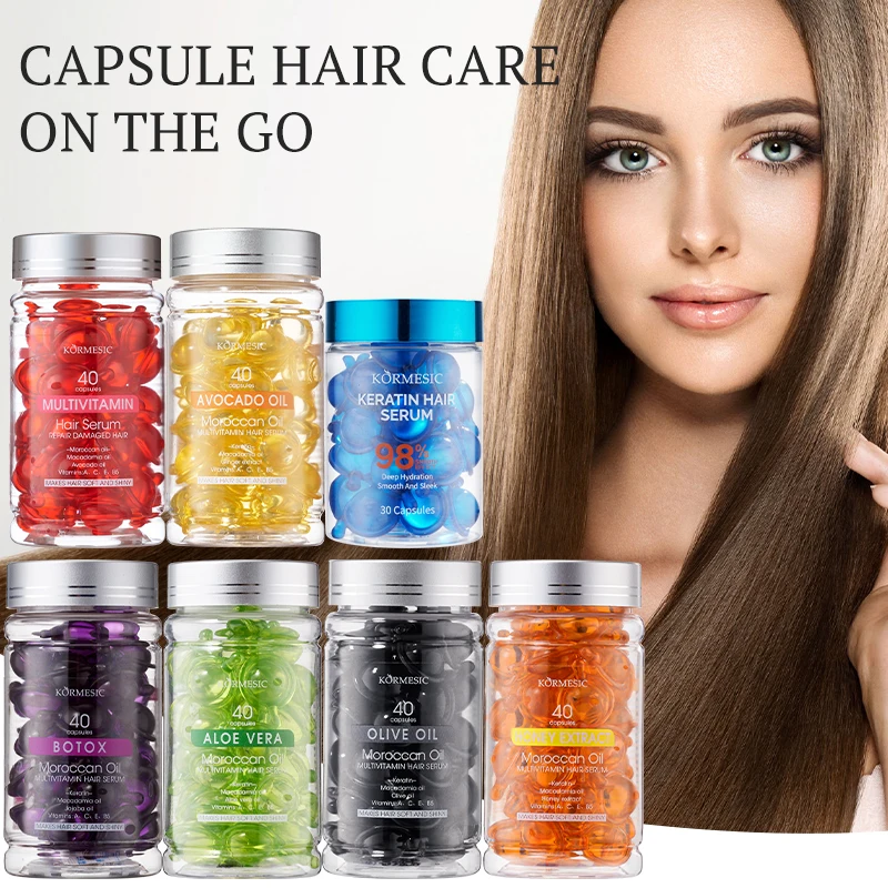 KORMESIC 1ml*40 Capsules Private Label Custom Wholesale Hair Capsules Smoothing Multivitamin Hair Serum Hair Oil