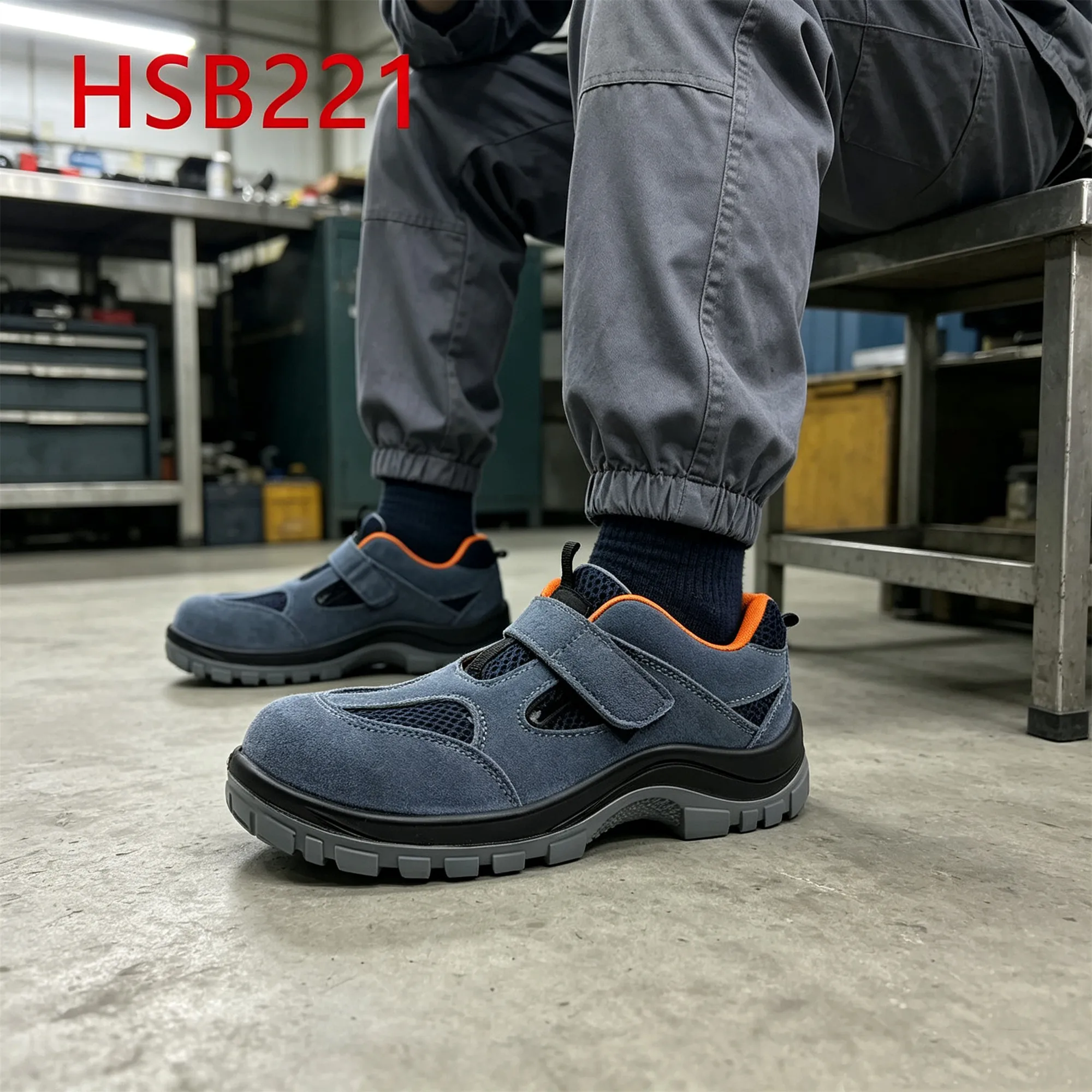 ZYF,Light Environment Hollow-out Design Blue Hua Singh Safety slippers Logistics Handler Steel Toe&plate Insert Work ShoesHSB221