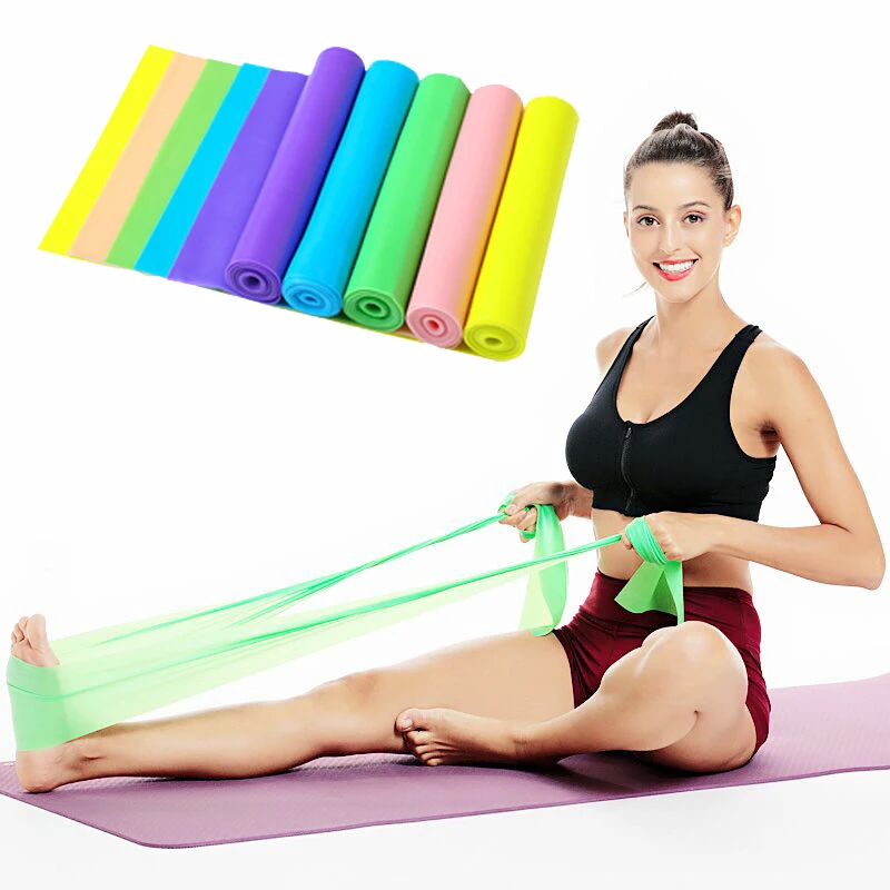 Sport Yoga Elastic Stretch Resistance Fitness Band Exercise Theraband Strap Belt 