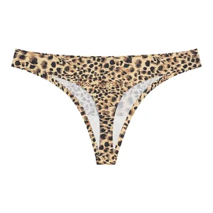 Women's Sexy Leopard Print Nylon Hipster Panties Mid-Rise Breathable Quick-Drying Seamless Woven Sport Style