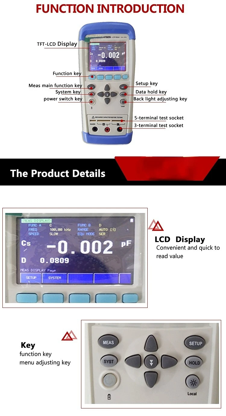 ポート ハンドヘルドポータブル100khzデジタルlcrテスターメーター静電容量データロガーat826 Buy Digital Lcr