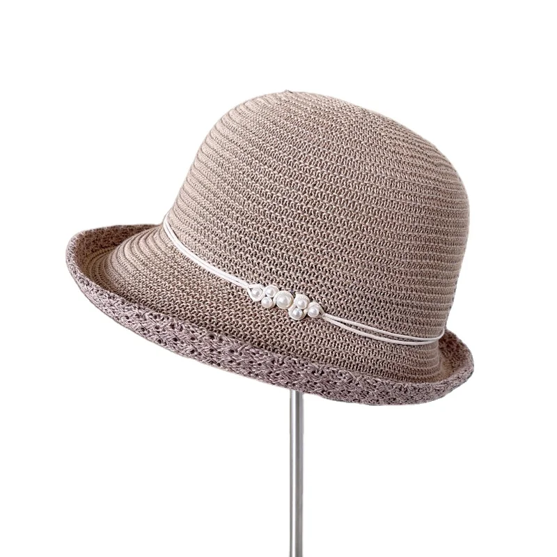 Straw Cloche Hat,Women Outdoor Sun Hat 