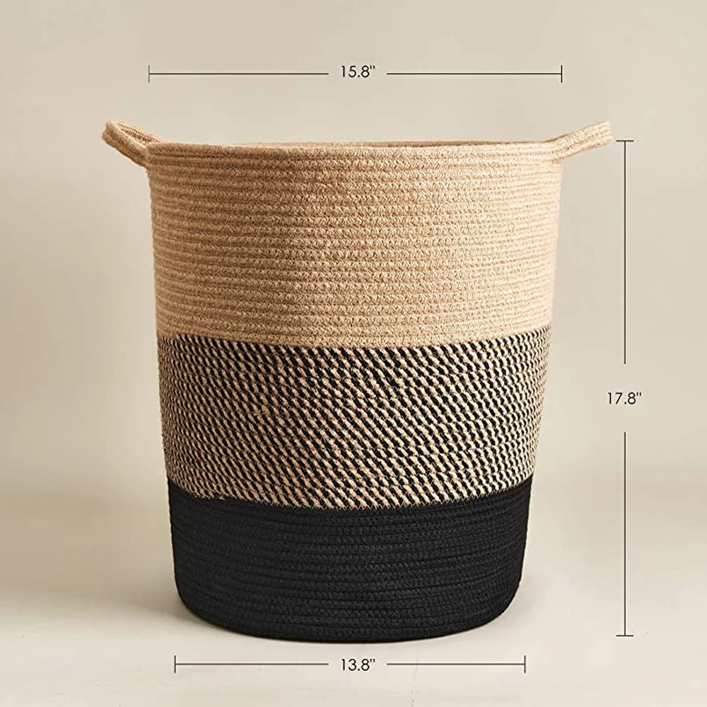 Woven Baskets For Storage 15x18 | Shoe Basket For Entryway | Large Blanket Basket Living Room