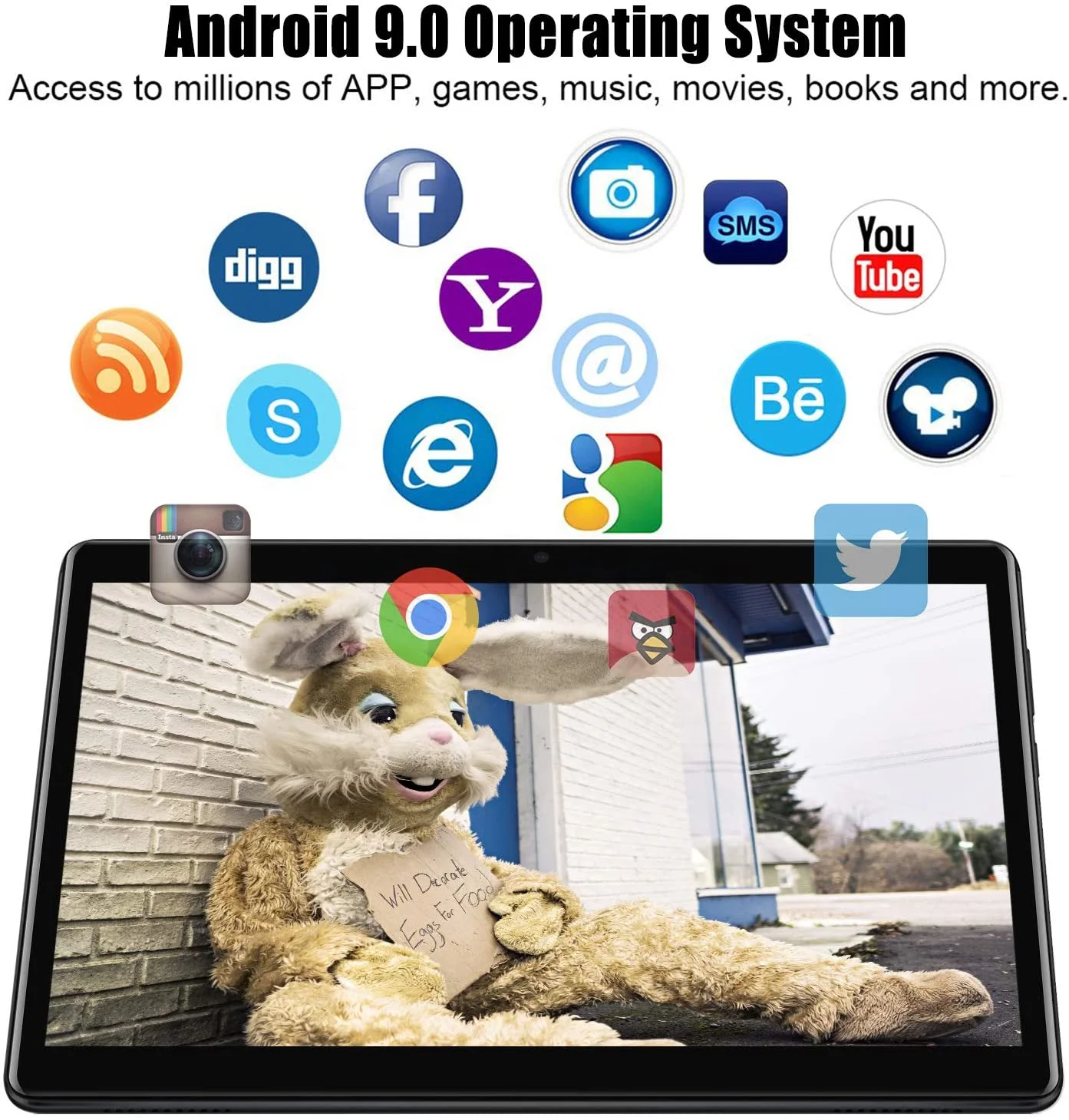 2 in 1 Tablets 10 Inch Tablet PC with Wireless Keyboard Case Stylus Pen Computer Tablets