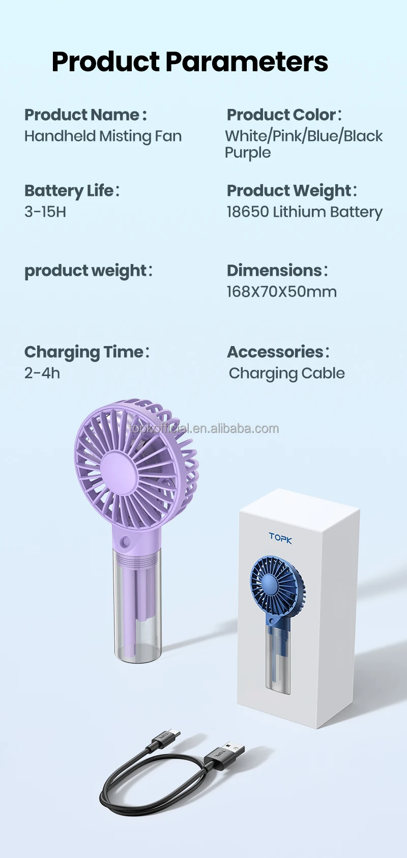 Oem K31 2024 New Customized 2000mah Handheld Small Usb Mini Misting Fan