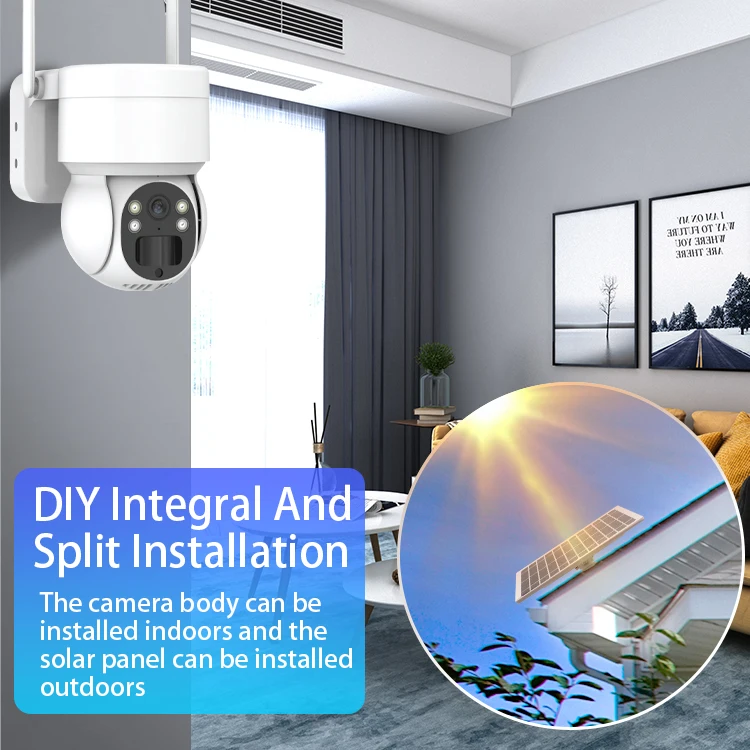 Outdoor Waterproof Low Power Consumption Long Range 360 PTZ HD 1080P IP WIFI Wireless Security System Solar Power Energy  Camera