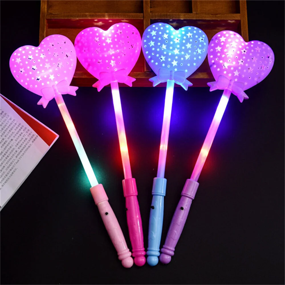 Cheap Heart Magic Sticks Toy Party LED Flashing Light up Wand for Girls Boys Princess Birthday Gift Christmas Decoration
