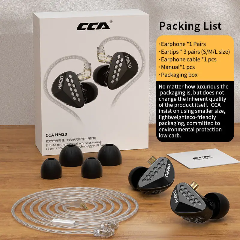 CCA HM20 Hybrid Driver Earphones - HIFI Wired in-Ear Monitors