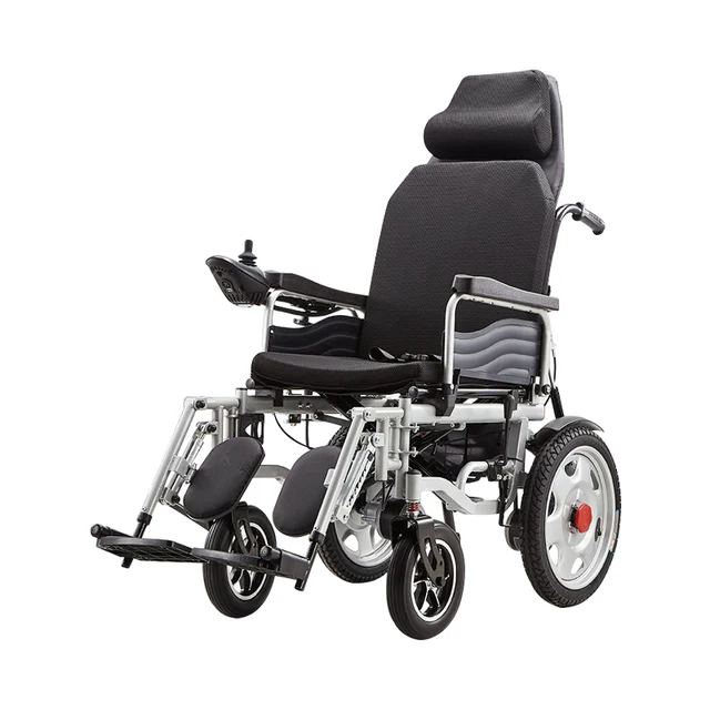 Steel electric lightweight foldable wheelchair for the disabled reclining folding electronic or electric motor power wheelchair